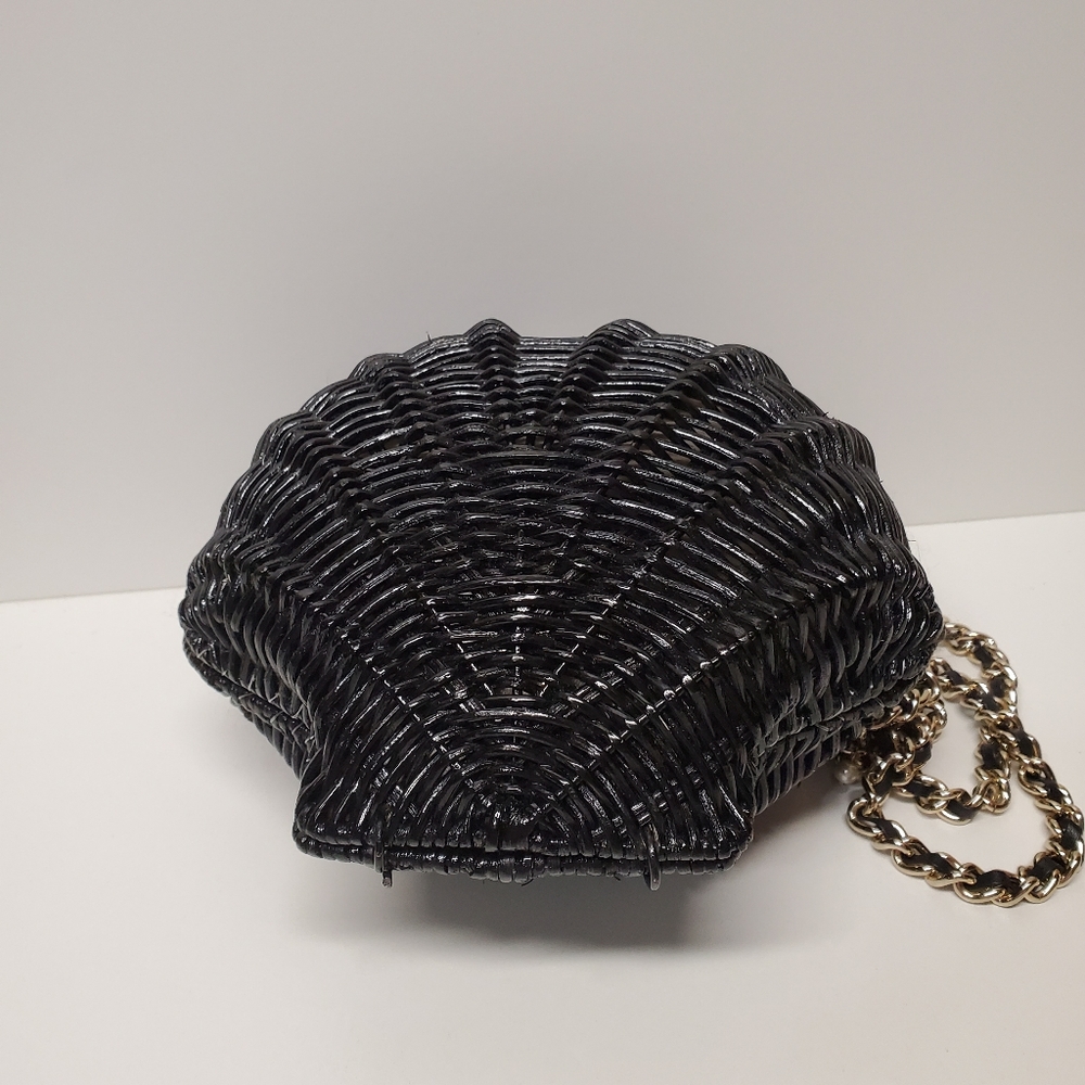SOLD RARE 🔥Kate Spade NY Splash Out Wicker Clam Shell black pearl mermaid - Picture 7 of 9